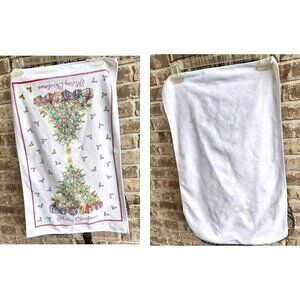 Vintage Kitchen Dish Hand Towel Christmas Tree Gold Flitter Accents 24 i…